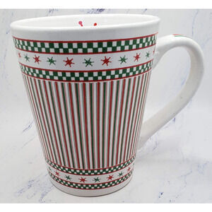 Holiday Peppermint Striped Green and Red Holiday Seasons Ceramic Coffee Mug